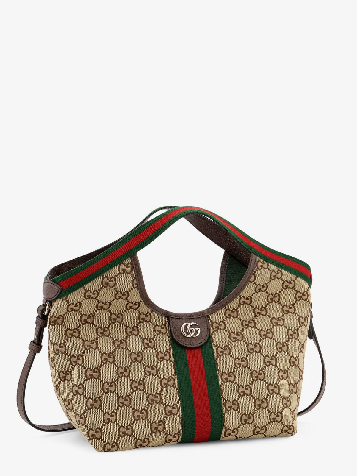 Gucci Women's Gucci Giglio Tote Bag in GG Supreme Canvas and Leather Beige, view 2