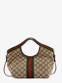 Gucci Women's Gucci Giglio Tote Bag in GG Supreme Canvas and Leather Beige