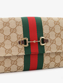 Gucci Women's Gucci Horsebit Web GG Fabric Wallet Beige