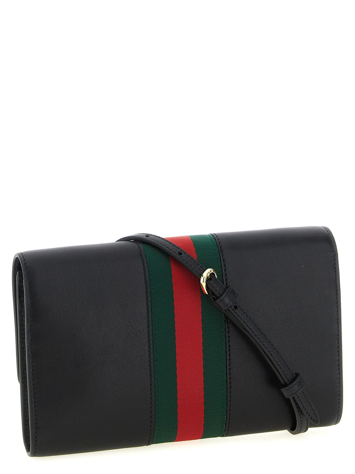 Gucci Gucci Horsebit Web Wallet on Chain Black