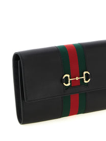 Gucci Gucci Horsebit Web Wallet on Chain Black