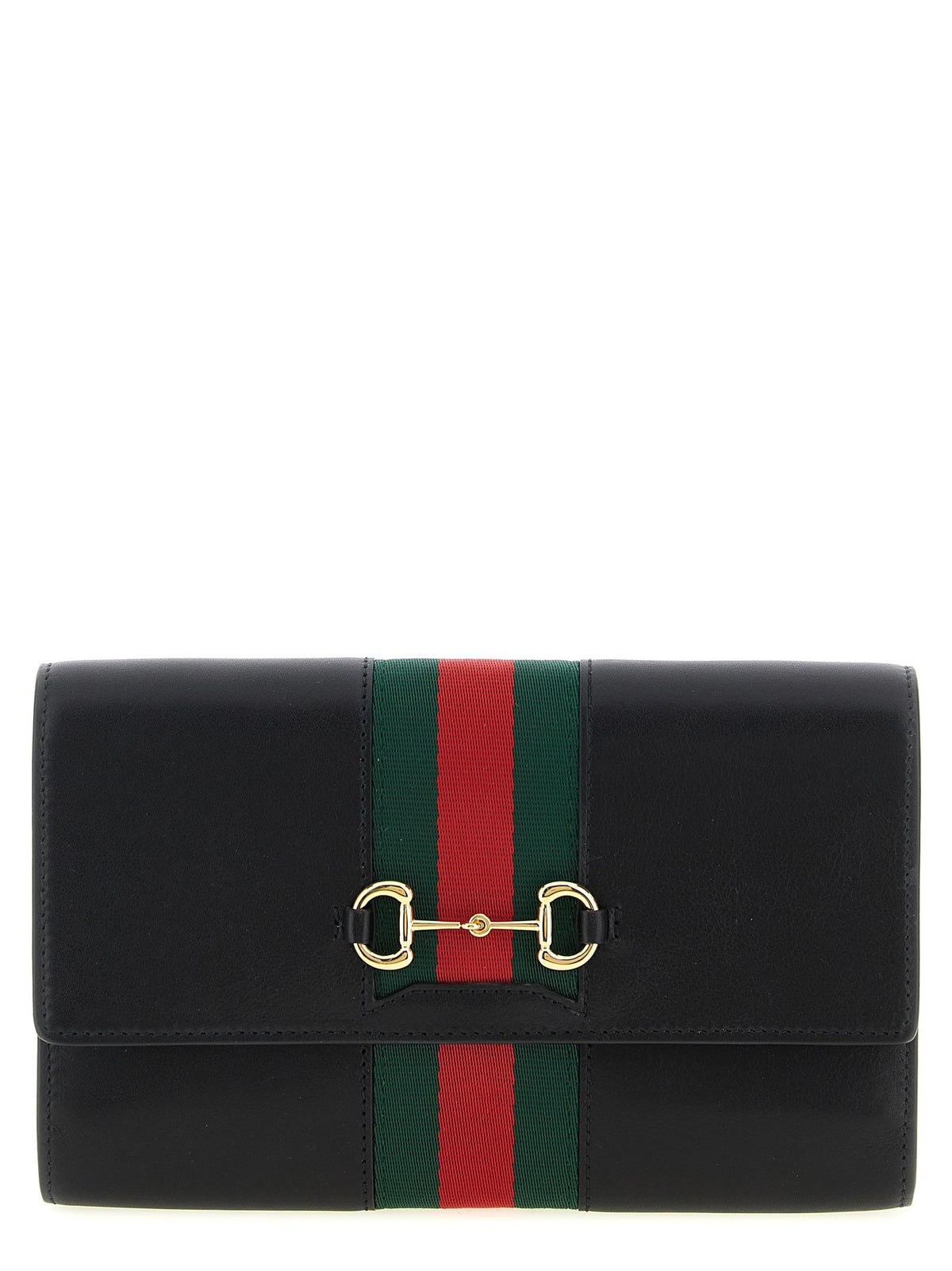 Gucci Gucci Horsebit Web Wallet on Chain Black