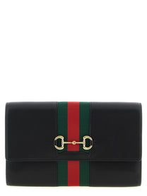 Gucci Gucci Horsebit Web Wallet on Chain Black