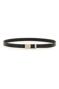 Gucci men’s black leather belt with sleek silver-toned buckle featuring the gucci logo
