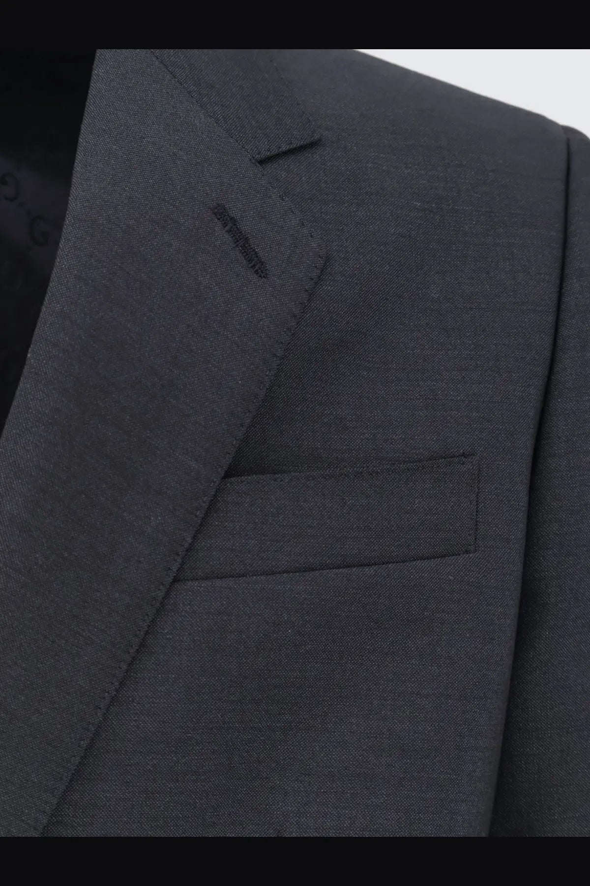 Dark gray textured wool blazer with subtle weave and structured lapel from gucci men’s classic mohair and wool suit blitz