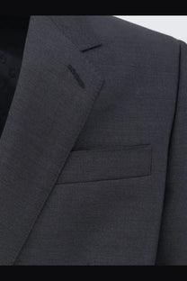 Dark gray textured wool blazer with subtle weave and structured lapel from gucci men’s classic mohair and wool suit blitz