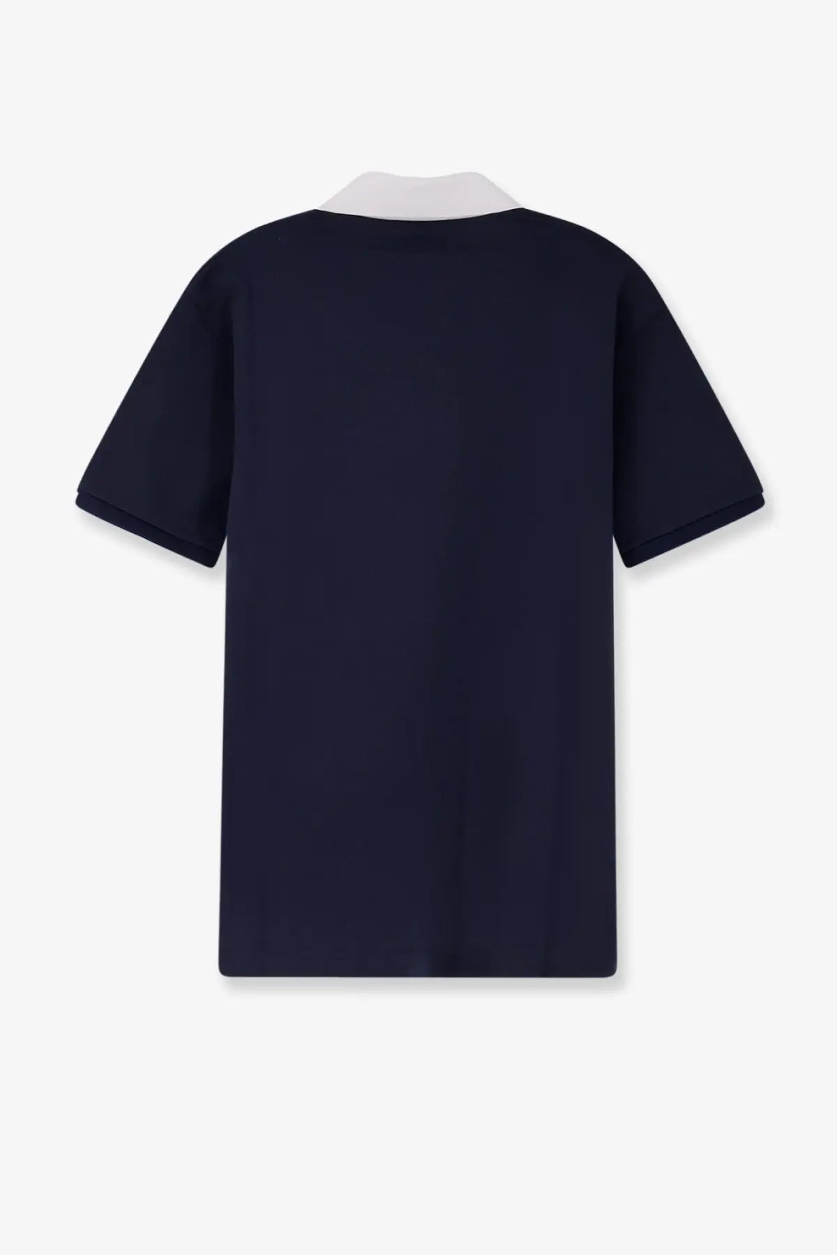 Gucci men’s navy blue cotton piquet polo shirt with short sleeves and contrasting white collar for casual wear
