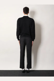 Gucci men’s black cotton knit sweater with classic crew neck and long sleeves perfect for casual wear