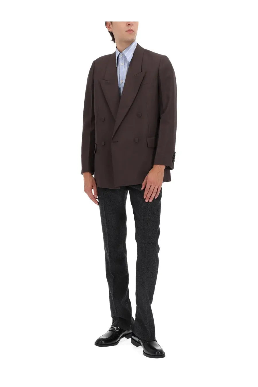 Gucci Men's Double Breasted Jacket Brown, view 2