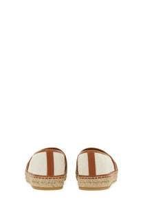 Cream canvas gucci men’s espadrilles with brown leather accents and woven jute sole for casual wear