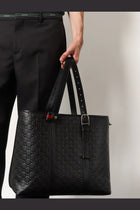 Gucci Men's GG Emblem Leather Shopping Bag Black, view 2