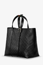 Gucci Men's GG Emblem Leather Shopping Bag Black, view 4