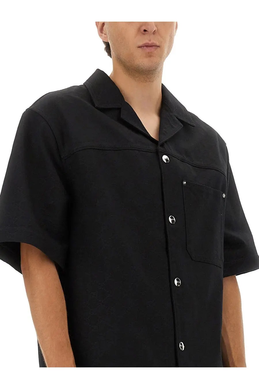 Gucci Men's GG Jacquard Shirt Black, view 4
