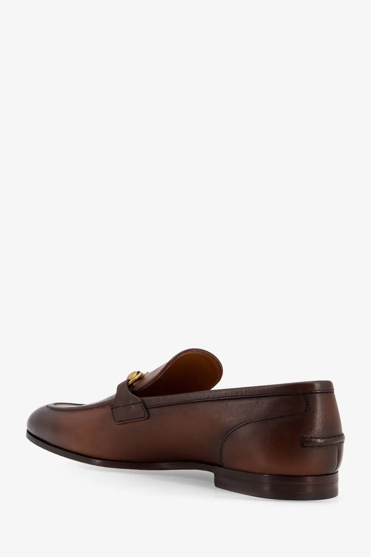 Brown leather gucci men’s jordaan loafers with gold-tone horsebit buckle
