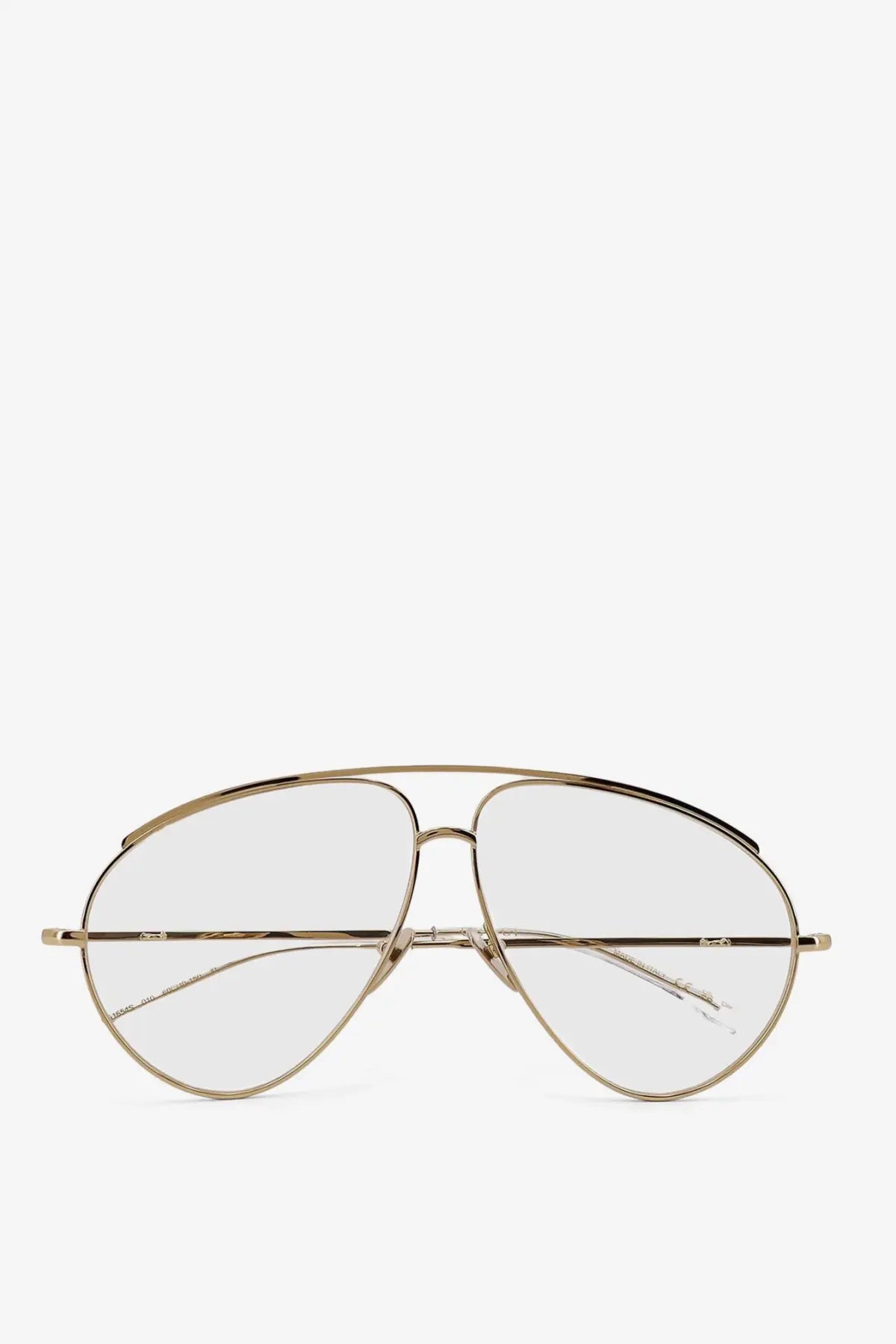 Gucci men’s beige metal aviator sunglasses with clear lenses
