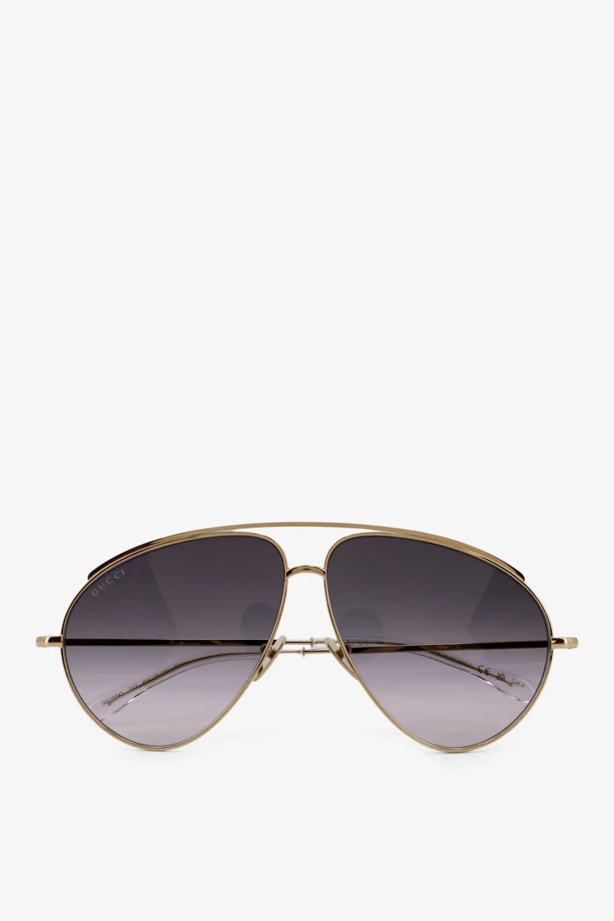 Gucci mens metal aviator sunglasses with gray gradient lenses