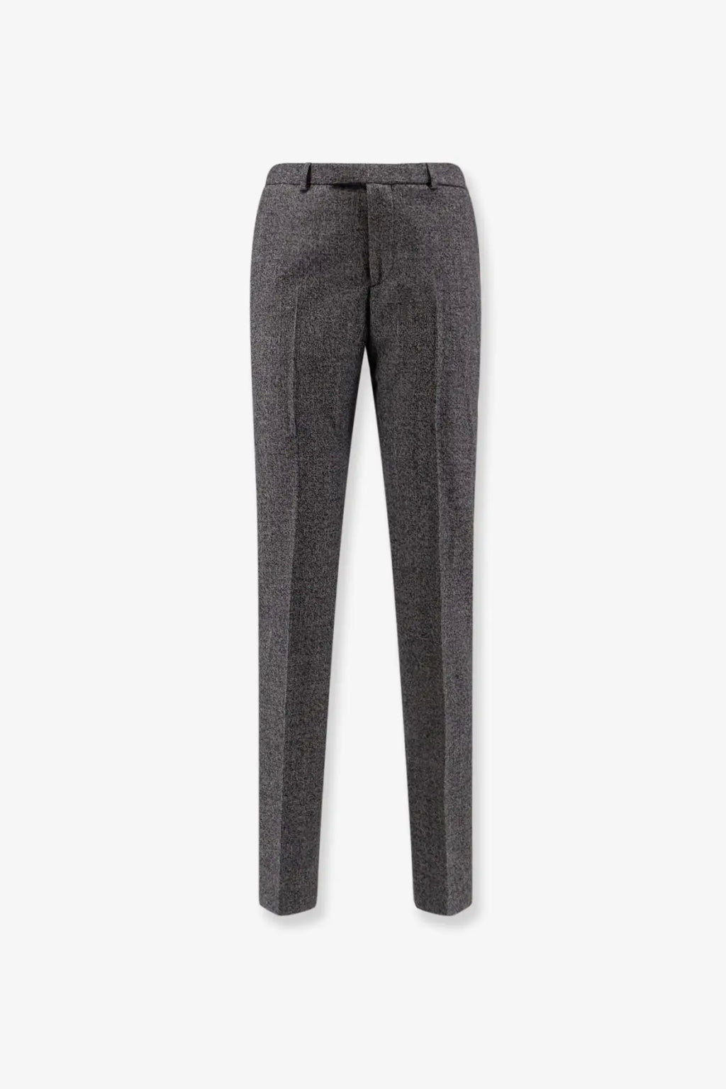 Gucci black mouliné wool herringbone trousers tailored fit belt loops