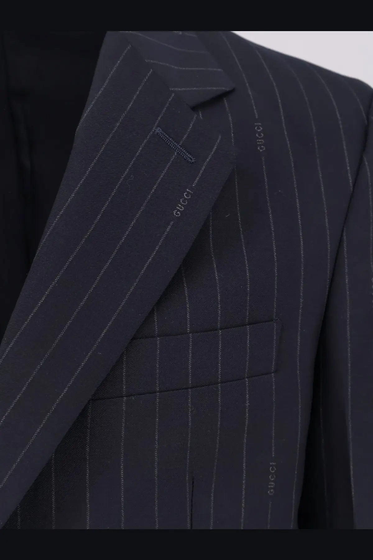 Gucci Men's Gucci Pinstripe Wool Single Breasted Blazer Grey, view 5