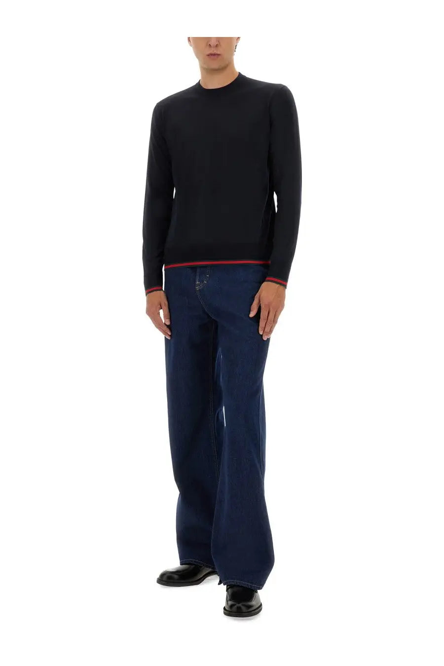 Gucci Men's Web Pattern Sweater Blue, view 2