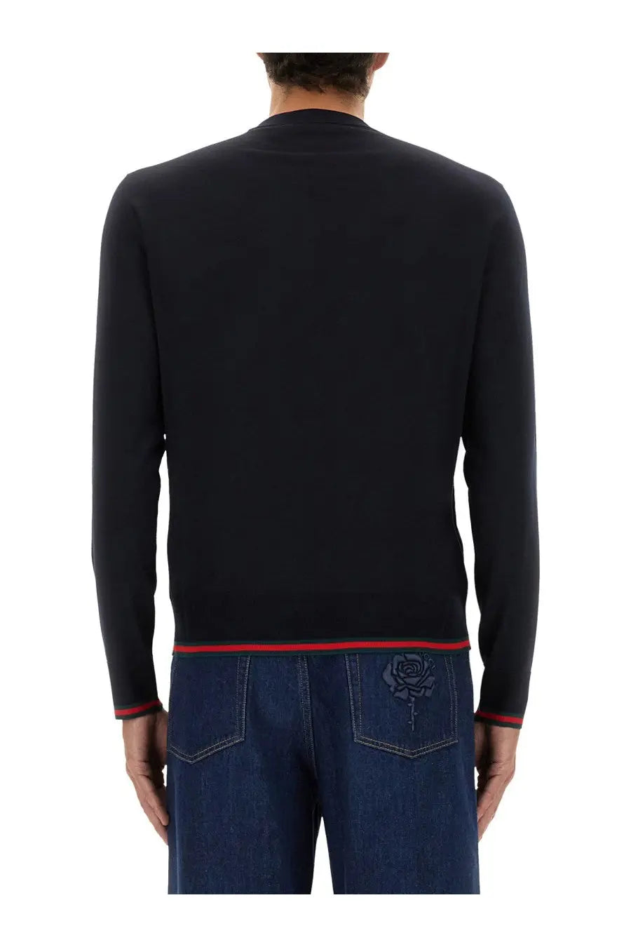 Gucci Men's Web Pattern Sweater Blue, view 3