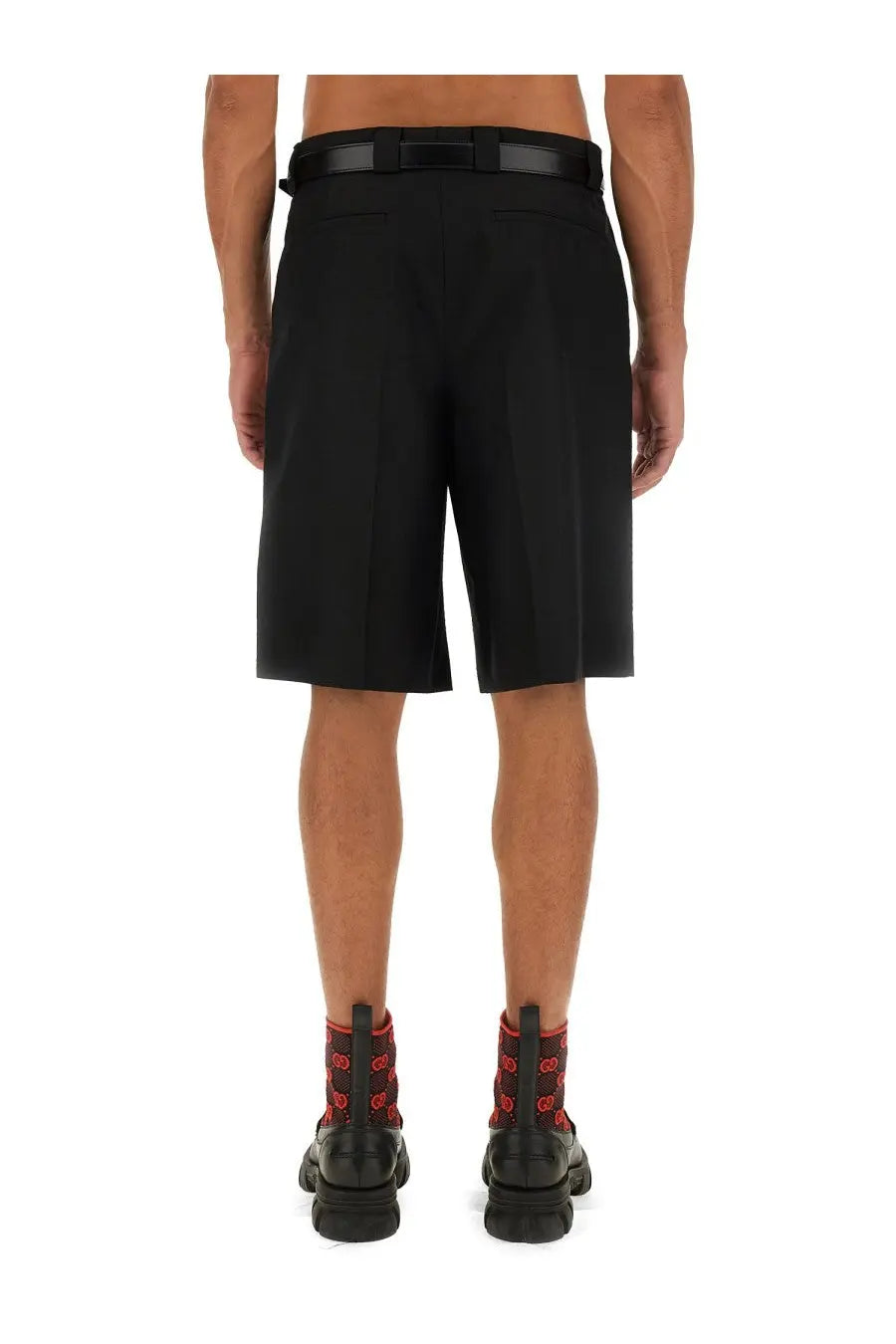 Gucci Men's Wool Blend Twill Shorts Black, view 3