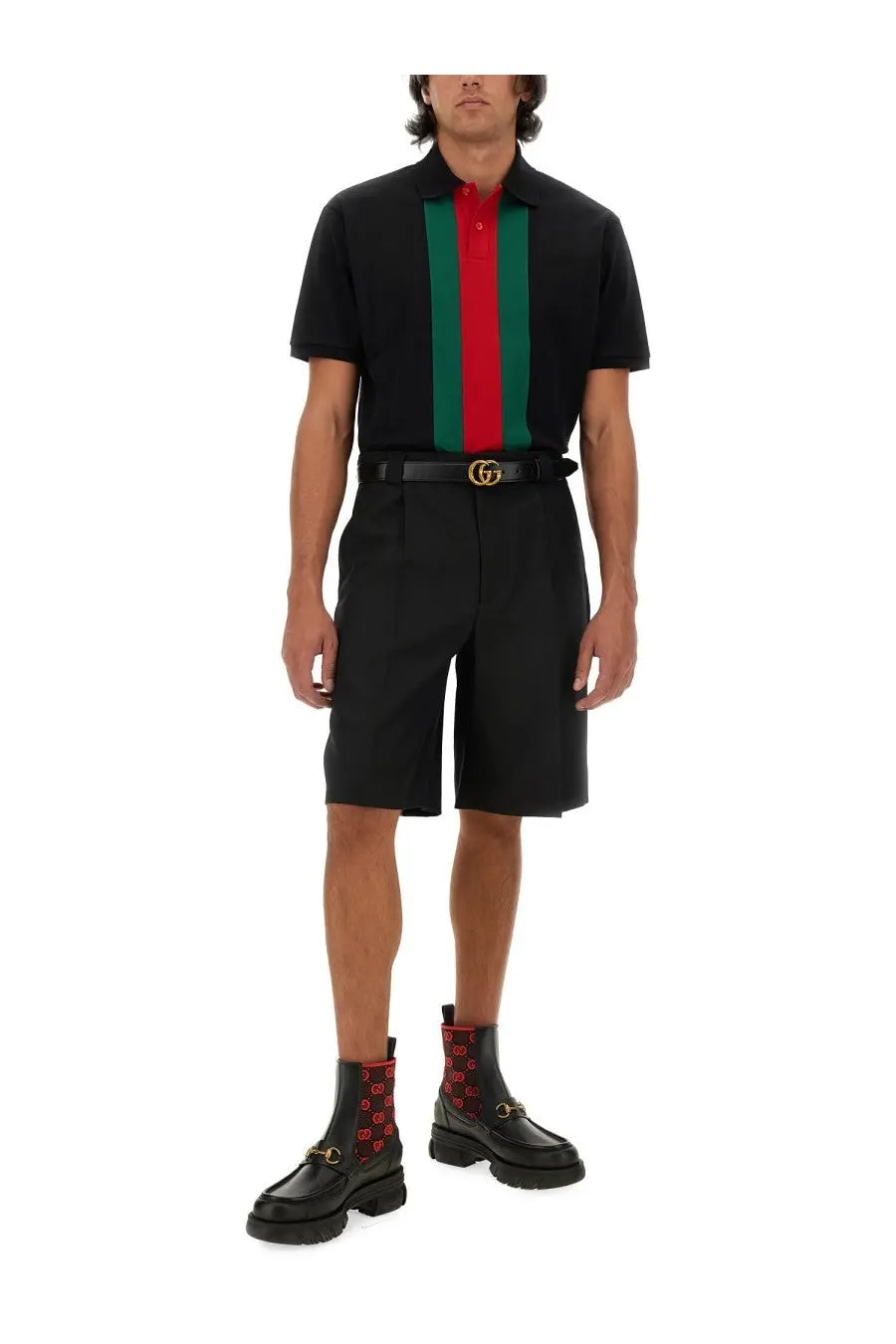 Gucci Men's Wool Blend Twill Shorts Black, view 2