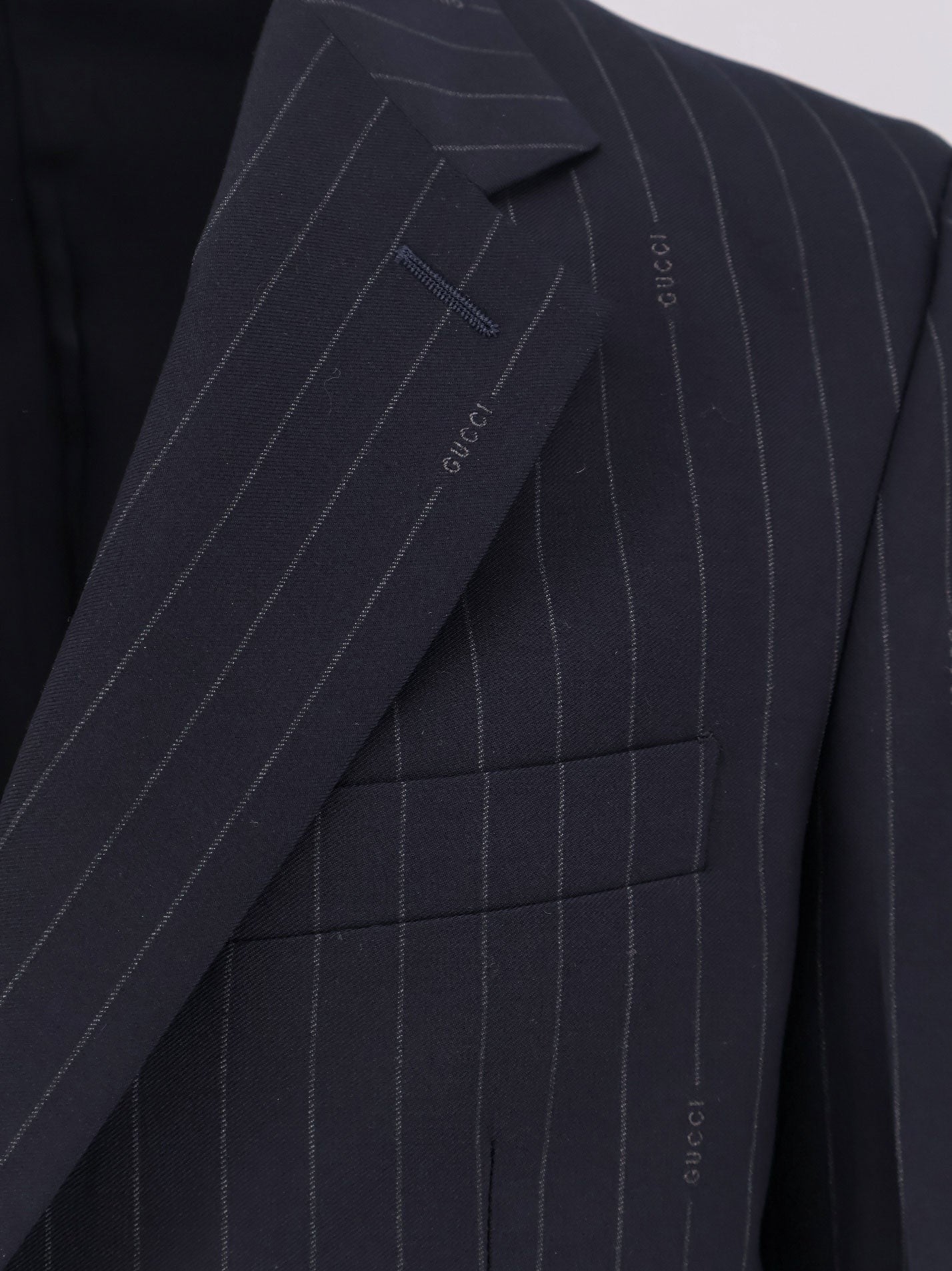 Gucci Men's Gucci Pinstripe Wool Single Breasted Blazer Grey