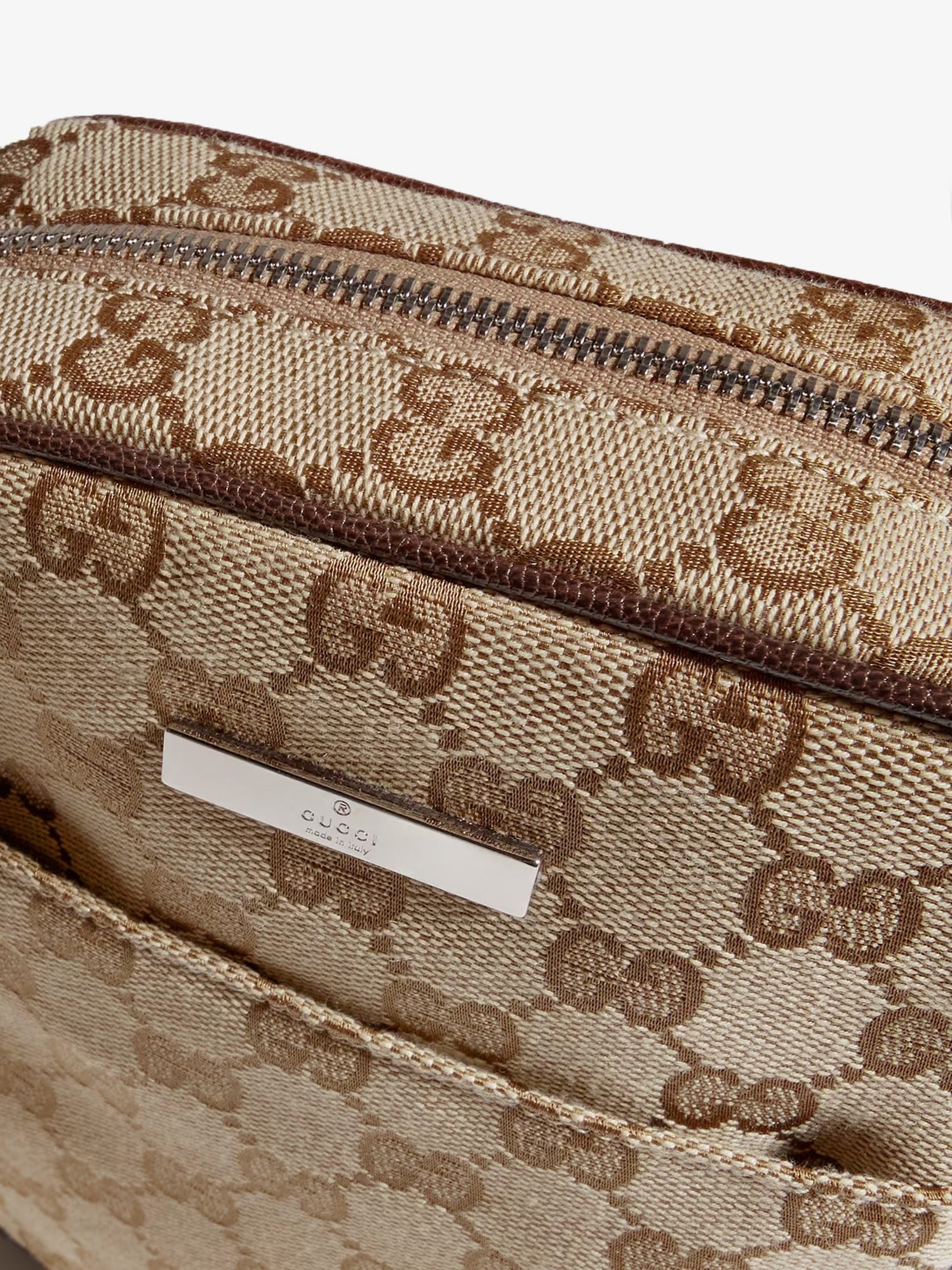 Gucci Men's Gucci Tag GG Fabric Crossbody Bag Beige