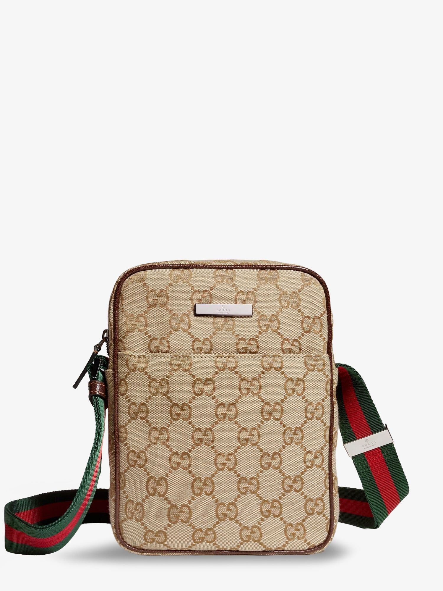 Gucci Men's Gucci Tag GG Fabric Crossbody Bag Beige