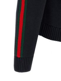 Gucci Gucci Web Ribbon Knitted Jacket Blue
