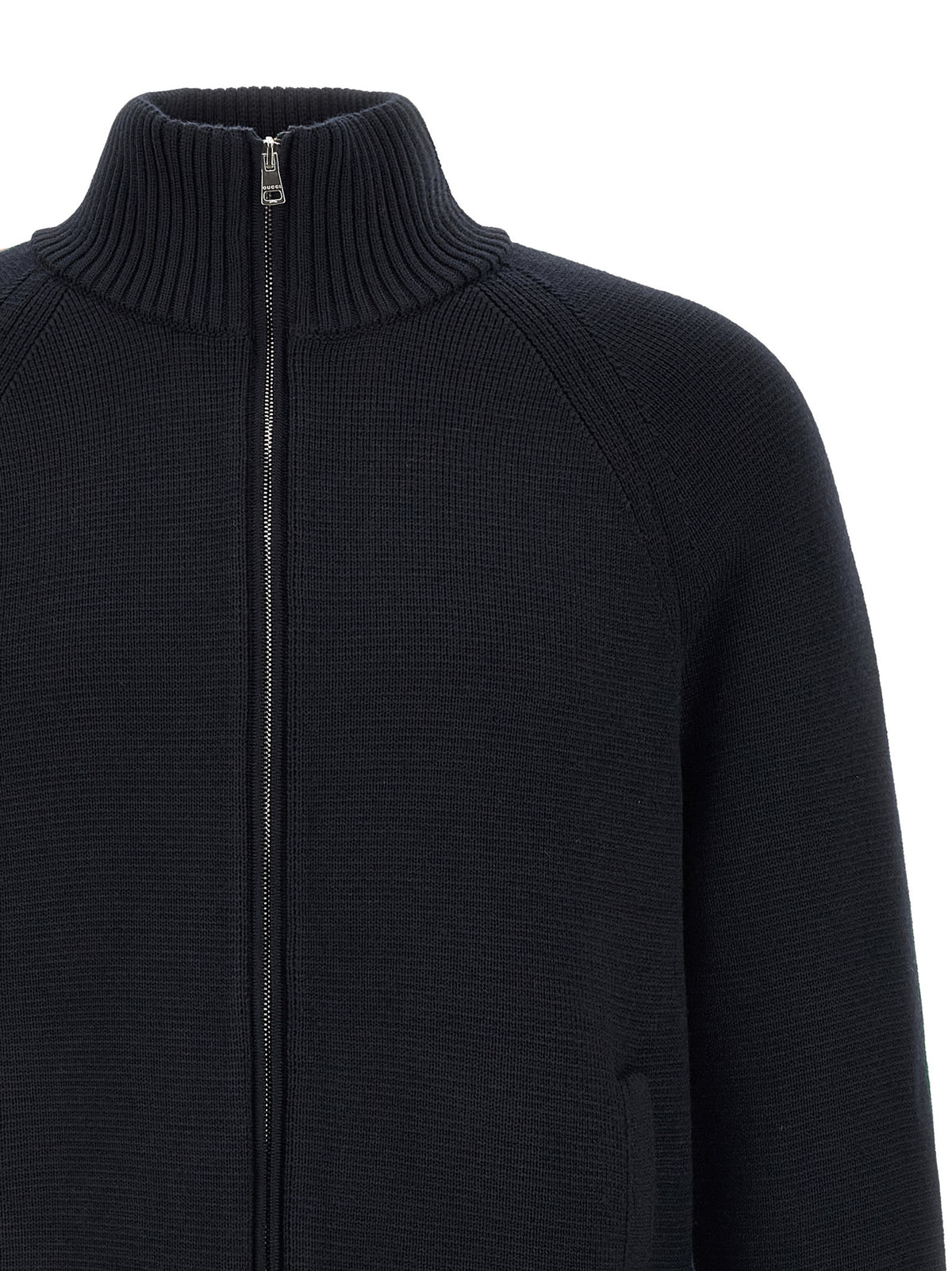 Gucci Gucci Web Ribbon Knitted Jacket Blue