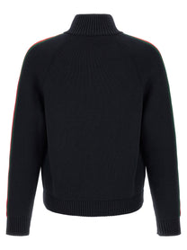 Gucci Gucci Web Ribbon Knitted Jacket Blue
