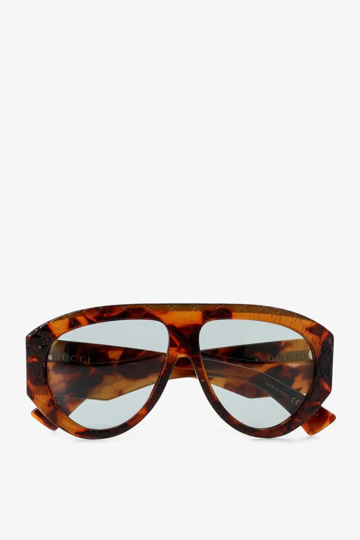 Gucci womens tortoiseshell acetate aviator sunglasses with mirrored lenses