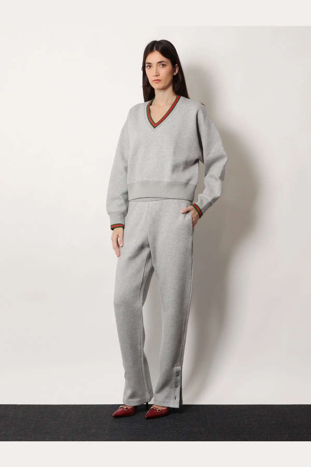 Gucci Women's Cotton Blend Trouser Grey, view 2