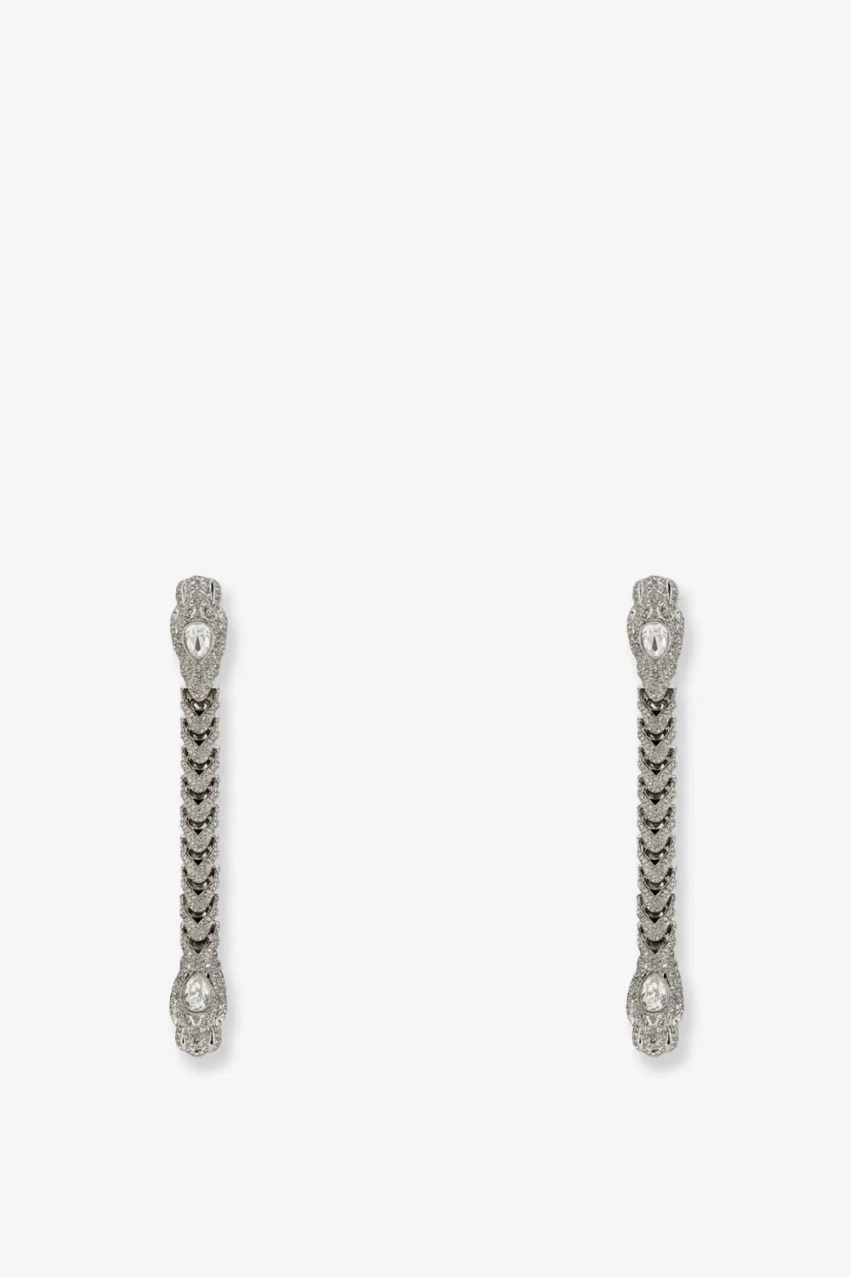 Silver snake-shaped drop earrings with diamond detailing from gucci women’s dionysus crystal collection
