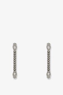 Gucci women’s dionysus silver snake-shaped drop earrings with intricate diamond detailing and sleek elegant design