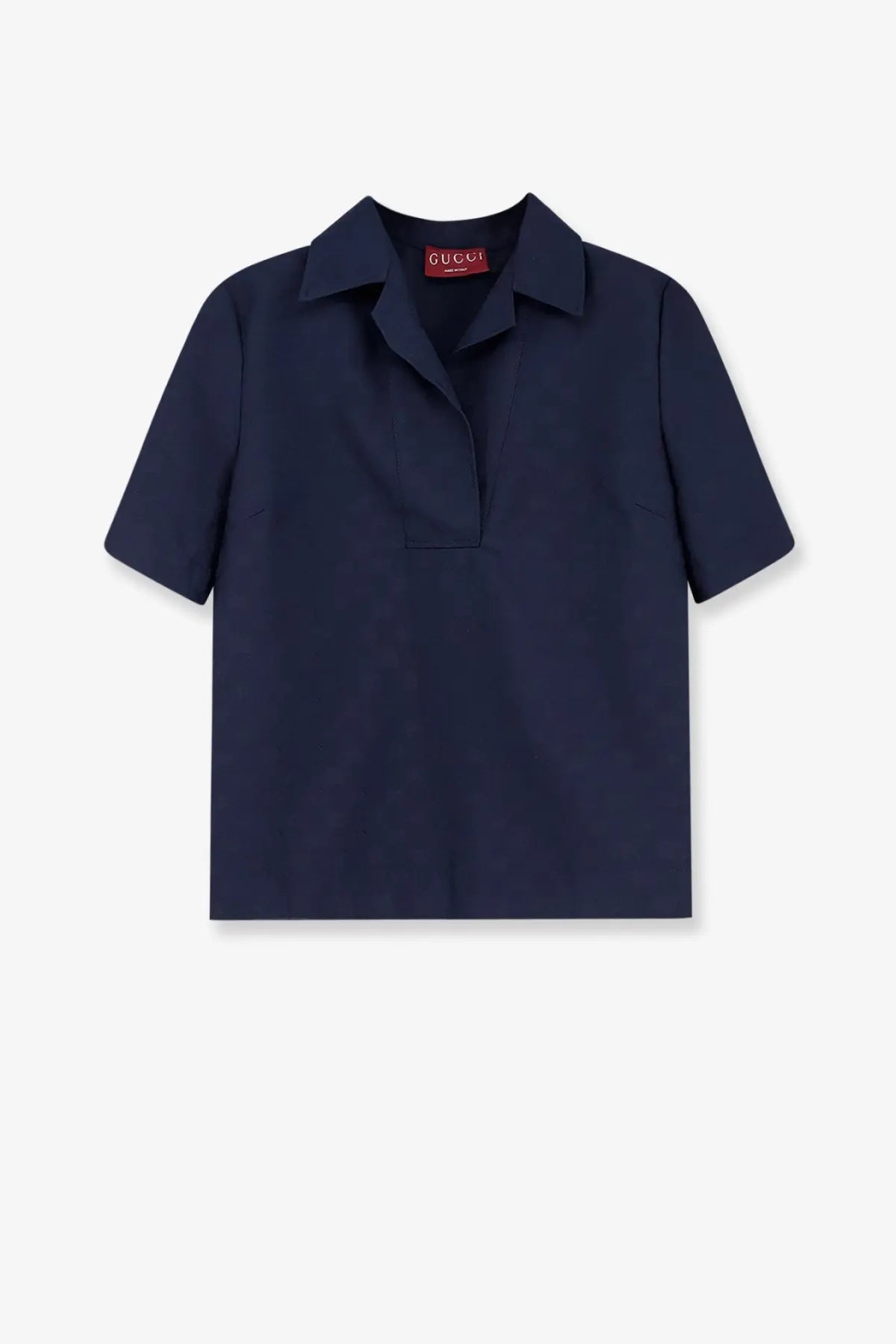 Navy blue Gucci women’s fabric polo shirt tide with short sleeves classic collar and subtle front placket