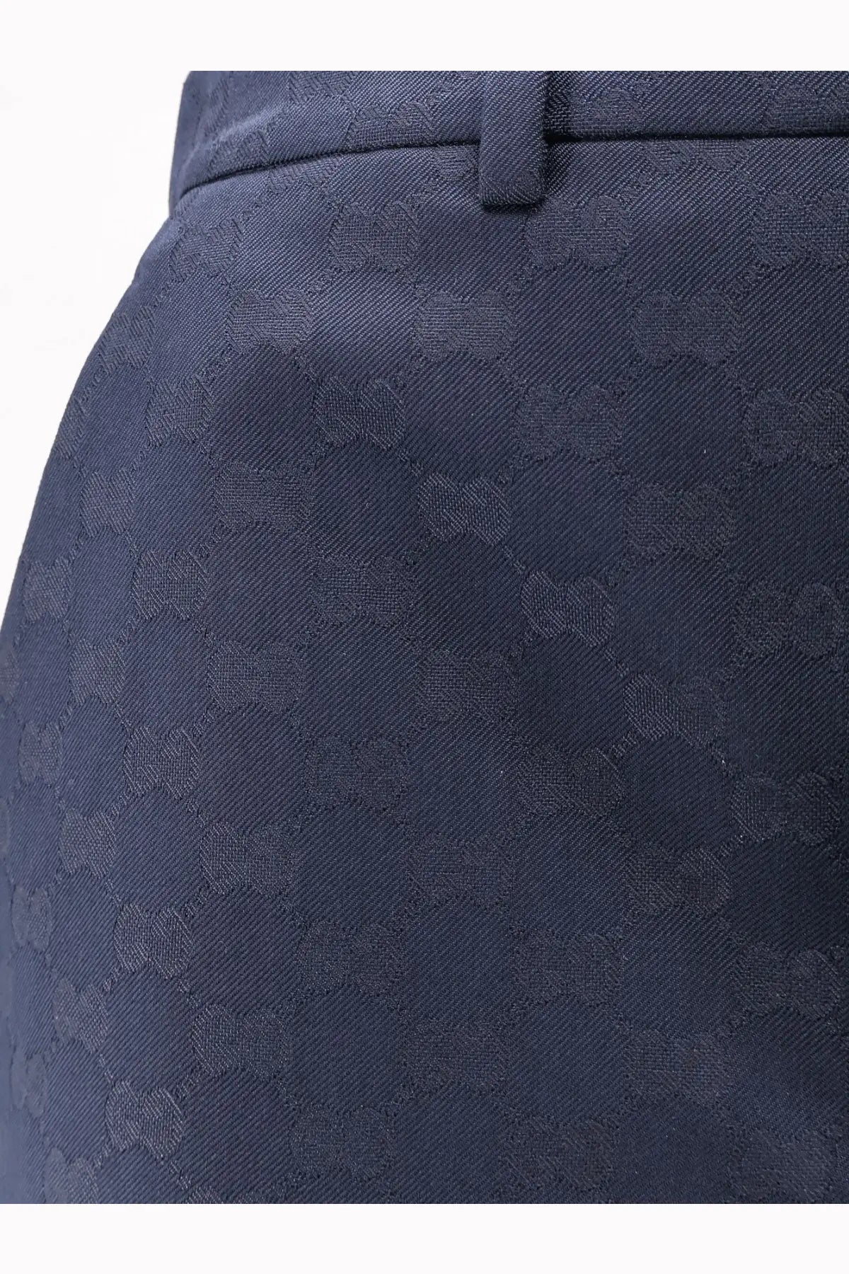 Dark blue gucci women’s gg cotton blend shorts with subtle interlocking g monogram pattern woven into fabric