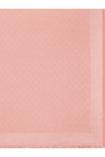 A soft pink gucci women’s gg silk and wool shawl featuring a subtle interlocking g monogram pattern