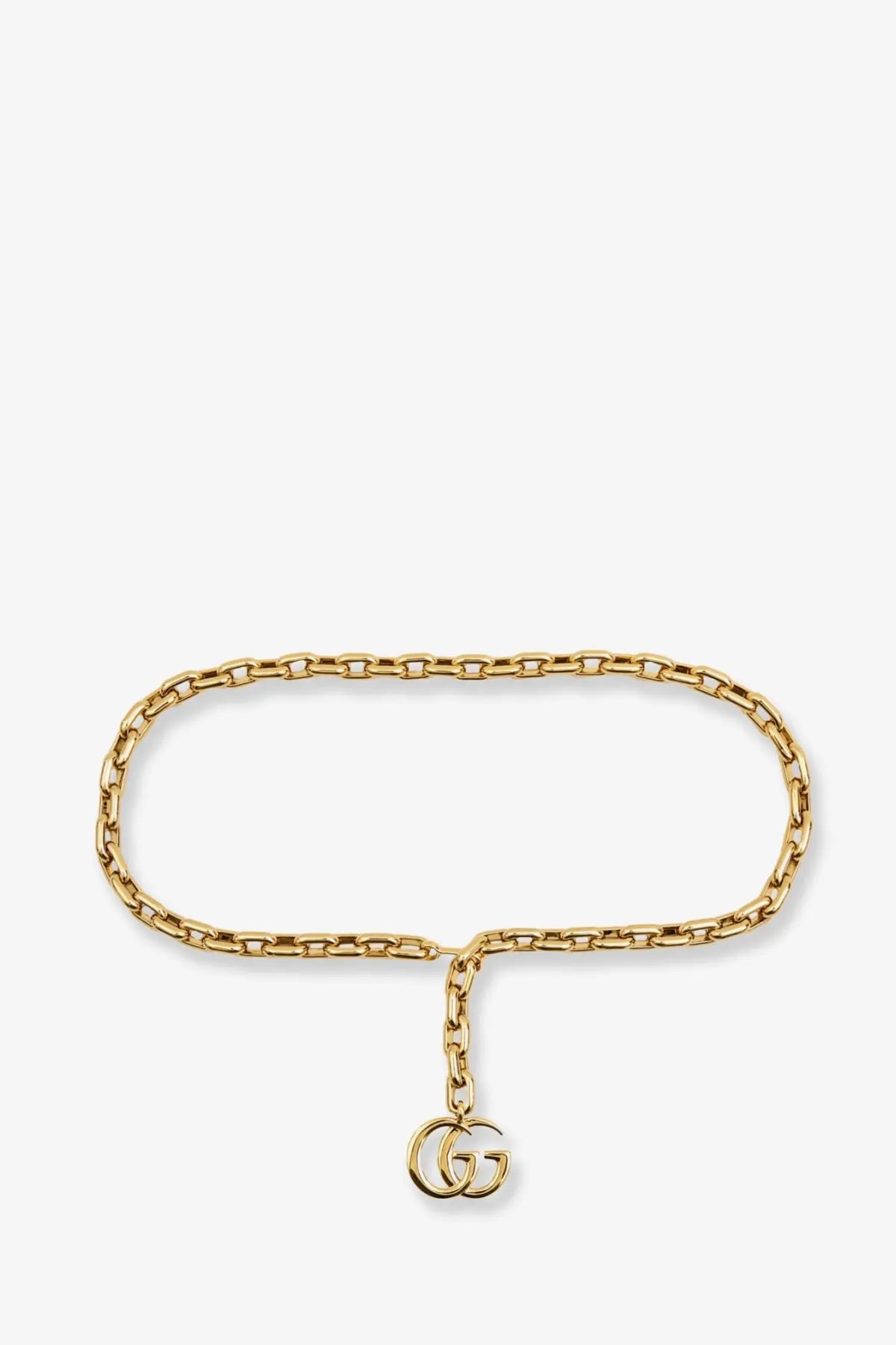 Gucci womens gold-tone chain belt with double G logo pendant