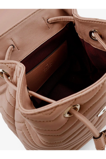 Gucci women’s mini GG Marmont blush pink quilted leather bucket bag with drawstring closure and gold hardware