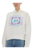 Gucci Women's Printed Cotton Hoodie White, view 4