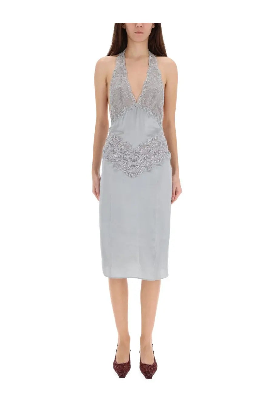 Gucci Women's Silk Satin Dress Grey