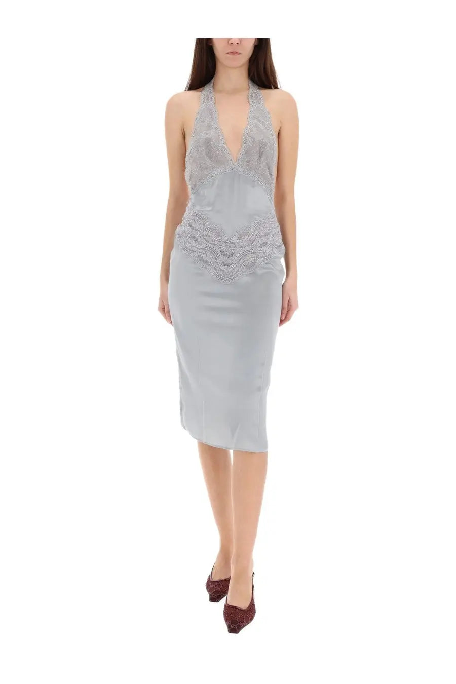 Gucci Women's Silk Satin Dress Grey, view 2