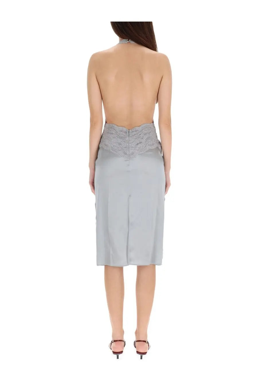 Gucci Women's Silk Satin Dress Grey, view 3