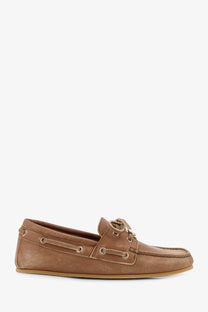 Gucci women’s suede loafers yellow with tan leather boat shoe style lace-up design and metallic eyelets
