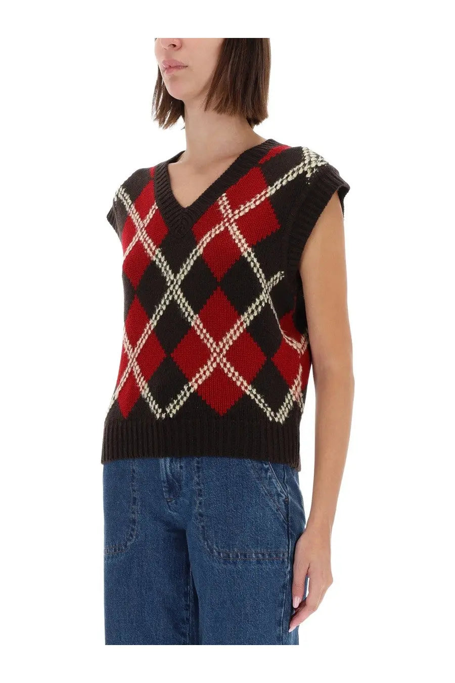 Guest In Residence Women's Argyle Vest Multicolor, view 4