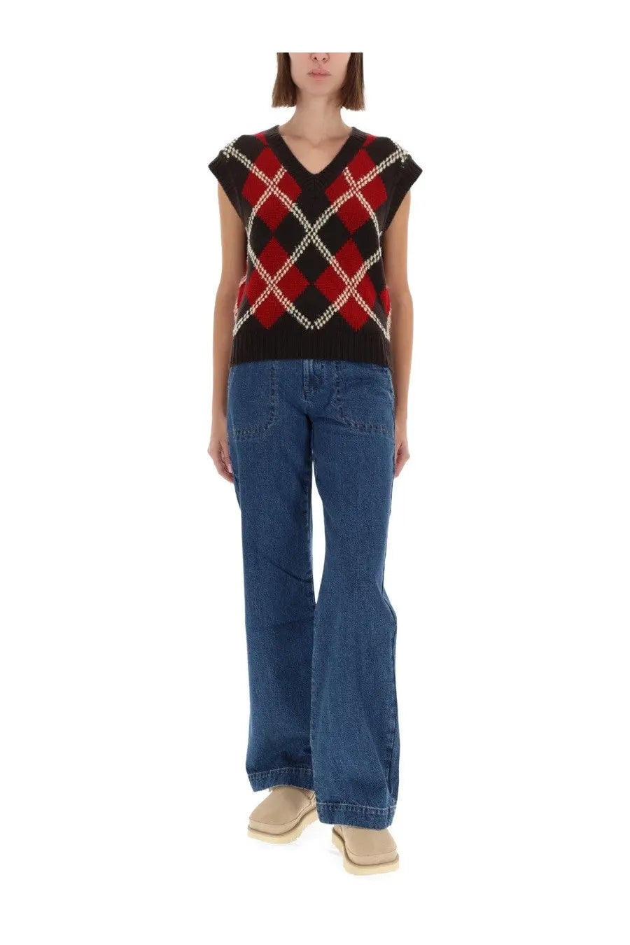 Guest In Residence Women's Argyle Vest Multicolor, view 2