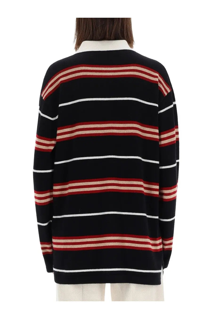 Guest In Residence Women's Striped Rugby Polo Shirt Black, view 3