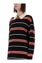Guest In Residence Women's Striped Rugby Polo Shirt Black, view 4